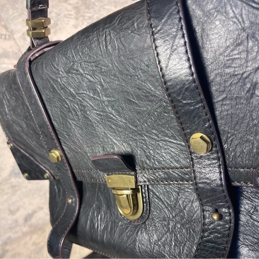 orYANY Julia Leather Satchel Messenger Bag Black Leather Work Crossbody Purse